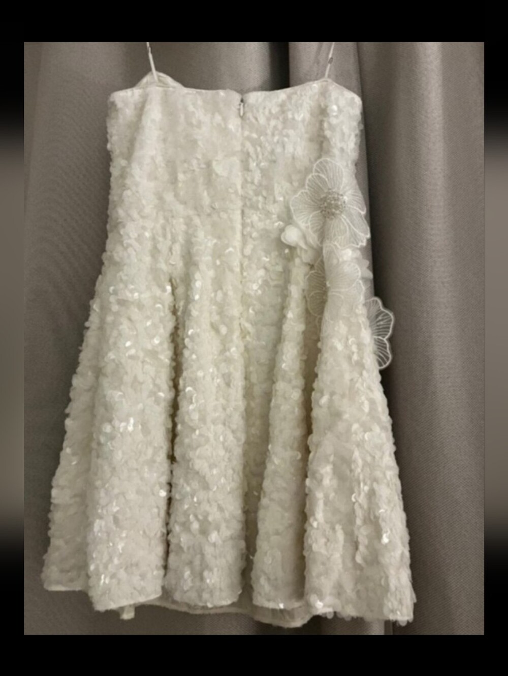 Dress The Population White Floral-Appliqué Strapless Mini Dress -Medium - Picture 4 of 7